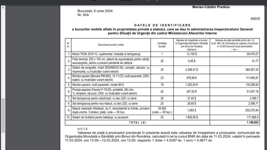 aparatura medicala, Inspectoratul General pentru Situatii de Urgenta, OMS, ecograf 